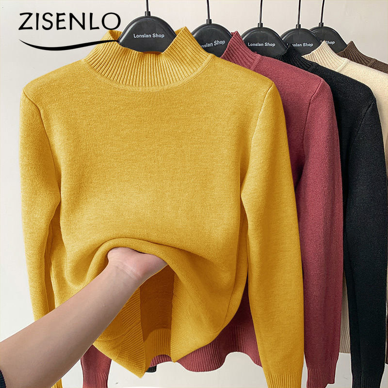 Ženski džemper Nova majica s donjim dijelom s ovratnikom i ovratnikom od flisa, korejska modna topla pletenina, gornji dijelovi Basic pulover džemper