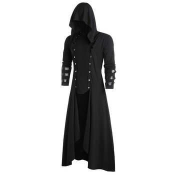 Зимни мъжки ветровки Retro Steam Punk Gothic Wind Cloak Coat Fashiona Мъжко яке Обикновена шапка Жилетка Мъжко наметало Яке Палто