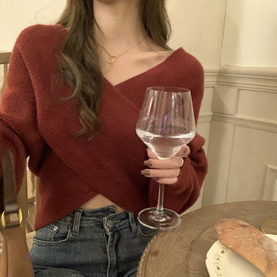 Ženski džemperi Ukršteni Nepravilno izrezani Nježni jednobojni puloveri Temperamentna pletiva s otvorenim ramenima Slatki korejski seksi