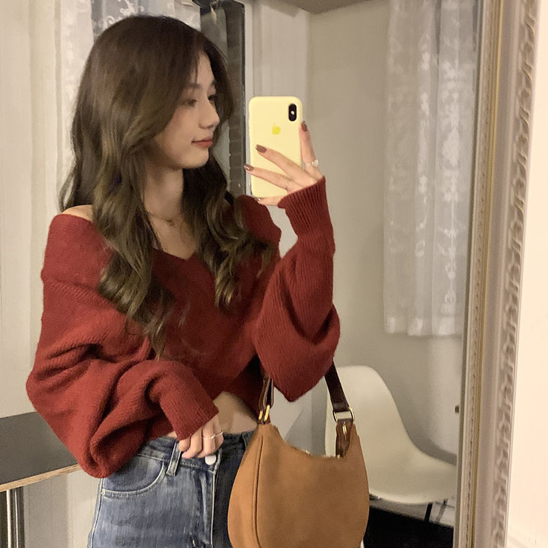 Ženski džemperi Ukršteni Nepravilno izrezani Nježni jednobojni puloveri Temperamentna pletiva s otvorenim ramenima Slatki korejski seksi