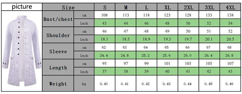 Ανδρικό λευκό ζακάρ μακρύ παλτό Vintage Steampunk φράκο Ανδρικό γοτθικό βικτοριανό παλτό στολή αποκριάτικη στολή Cosplay