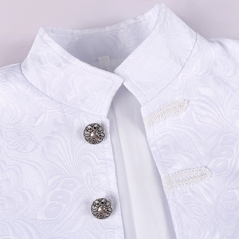 Ανδρικό λευκό ζακάρ μακρύ παλτό Vintage Steampunk φράκο Ανδρικό γοτθικό βικτοριανό παλτό στολή αποκριάτικη στολή Cosplay