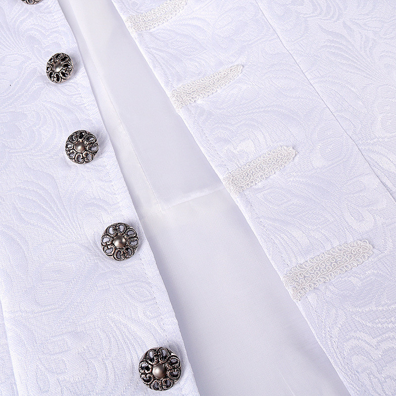 Ανδρικό λευκό ζακάρ μακρύ παλτό Vintage Steampunk φράκο Ανδρικό γοτθικό βικτοριανό παλτό στολή αποκριάτικη στολή Cosplay