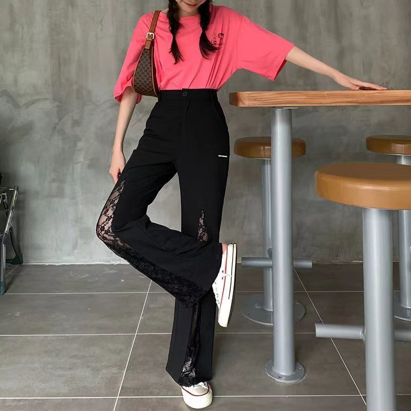 Ženska odjeća 2022. Hlače do gležnja Ležerne ženske hlače s patentnim zatvaračem Proljeće ljeto Opuštene ravne dugmad Čipkasti džepovi Modni jednobojni