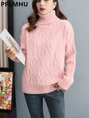 Γυναικεία πλεκτά μπλουζάκια με χοντρά ζιβάγκο Κορεάτικο casual χαλαρό ζεστό πουλόβερ με ζιβάγκο Μαλακό πλεκτό πουλόβερ με κάτω πάτο Νέο