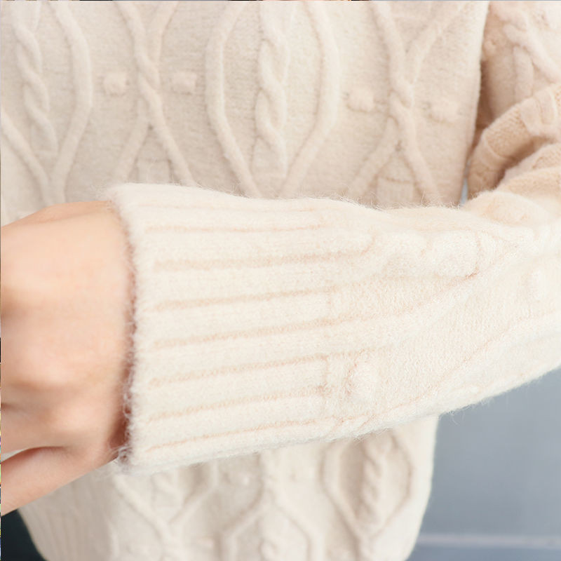 Γυναικεία πλεκτά μπλουζάκια με χοντρά ζιβάγκο Κορεάτικο casual χαλαρό ζεστό πουλόβερ με ζιβάγκο Μαλακό πλεκτό πουλόβερ με κάτω πάτο Νέο