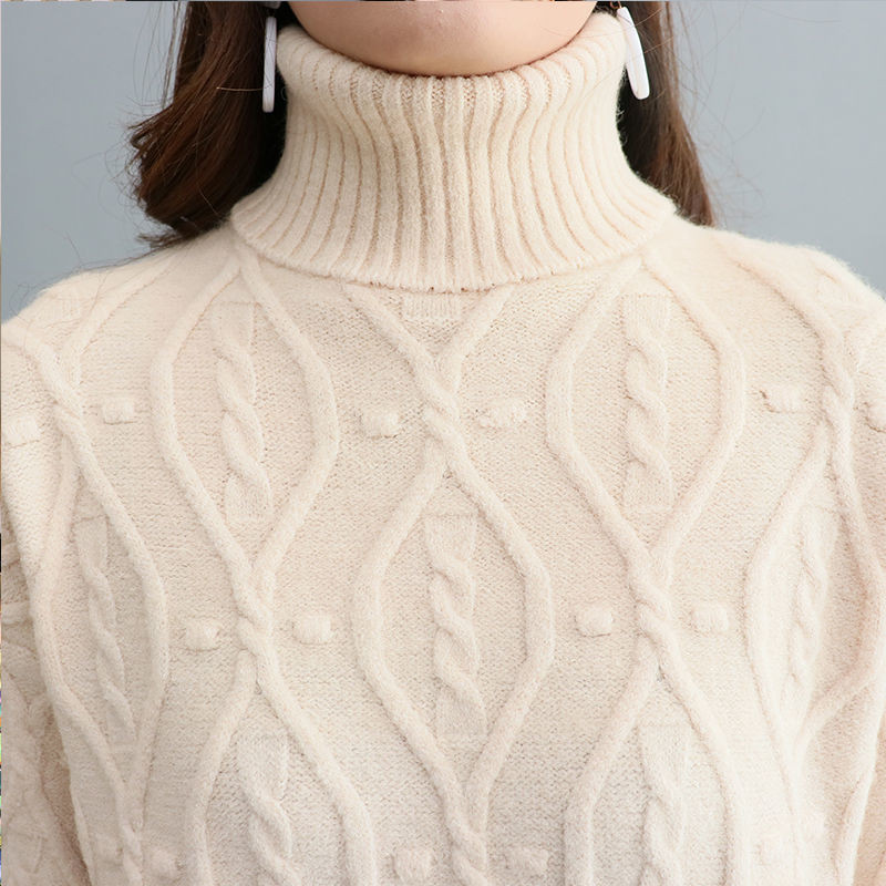 Γυναικεία πλεκτά μπλουζάκια με χοντρά ζιβάγκο Κορεάτικο casual χαλαρό ζεστό πουλόβερ με ζιβάγκο Μαλακό πλεκτό πουλόβερ με κάτω πάτο Νέο