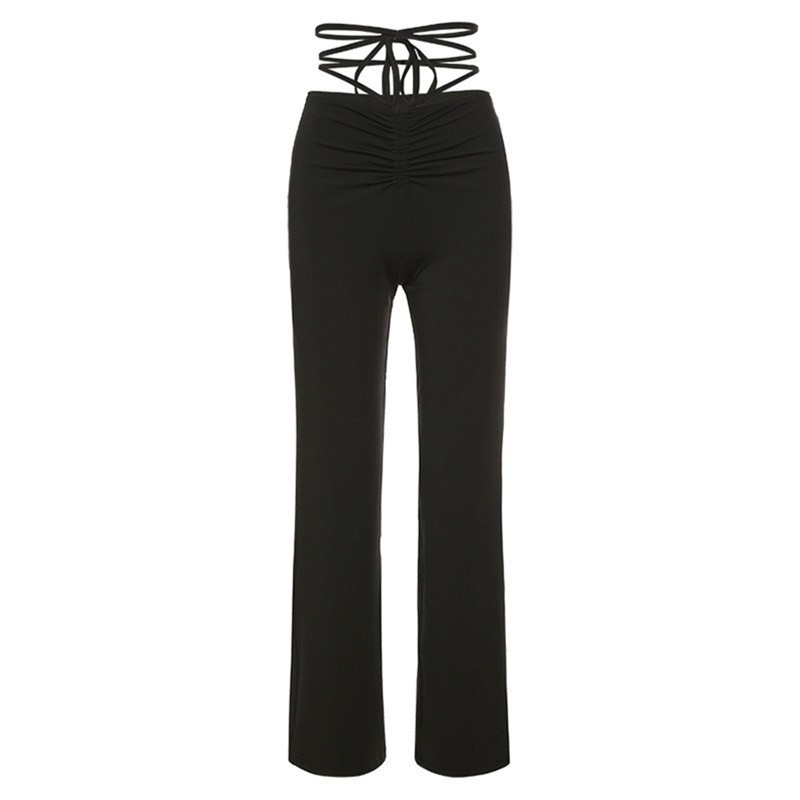 Ljetna putovanja na posao, ulični stil, široke hlače visokog struka, bedra, osobnost, šuplje i seksi, tanki struk