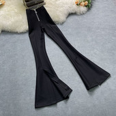 2023 m. pavasario kelnės aukštu juosmeniu Moteriškos kelnės Laisvalaikio biuro moteriškos priekinės kelnės su juosmeniu Madingos moteriškos kelnės su plačiu liemeniu, darbo drabužiai K70