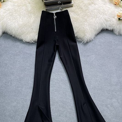 2023 m. pavasario kelnės aukštu juosmeniu Moteriškos kelnės Laisvalaikio biuro moteriškos priekinės kelnės su juosmeniu Madingos moteriškos kelnės su plačiu liemeniu, darbo drabužiai K70