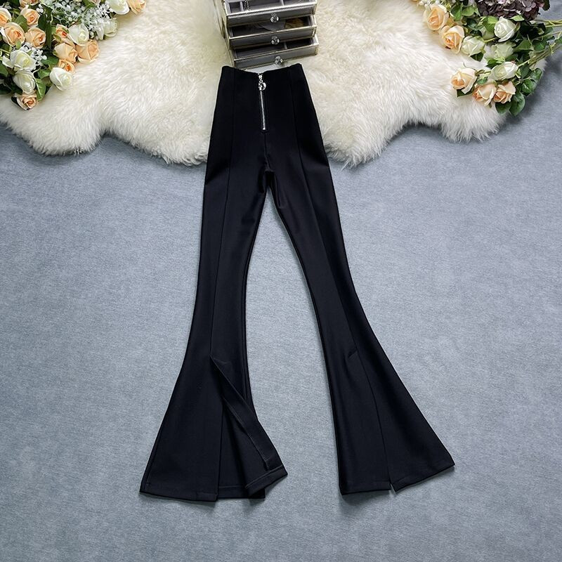 2023 m. pavasario kelnės aukštu juosmeniu Moteriškos kelnės Laisvalaikio biuro moteriškos priekinės kelnės su juosmeniu Madingos moteriškos kelnės su plačiu liemeniu, darbo drabužiai K70