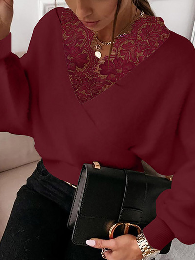 ZANZEA 2023 Φθινοπωρινά σέξι μπλουζάκια με λαιμόκοψη Γυναικεία μόδα πουλόβερ με κορδόνια Holiday Μακρύ μανίκι κουκούλες Vintage μασίφ κοντό πουλόβερ