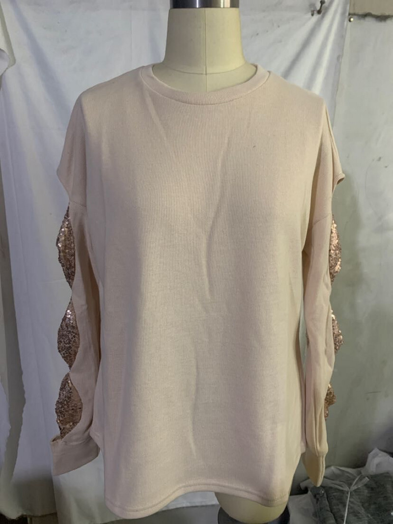 Sequin Top 2023 γυναικεία μπλουζάκια με ραφές Κομψό ανοιξιάτικο πουλόβερ Γυναικείο πουκάμισο με μακρυμάνικο μπλουζάκι με αντίθεση Streetwear