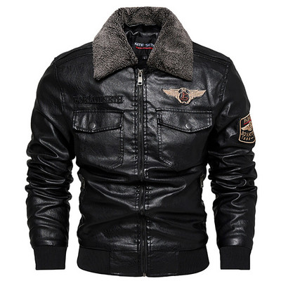 Pu Jope Meeste Paks Soe Military Bomber Taktikaline Nahkjakid Meeste Välisriided Fliisist karusnahast krae Tuulejope meessoost 6XL