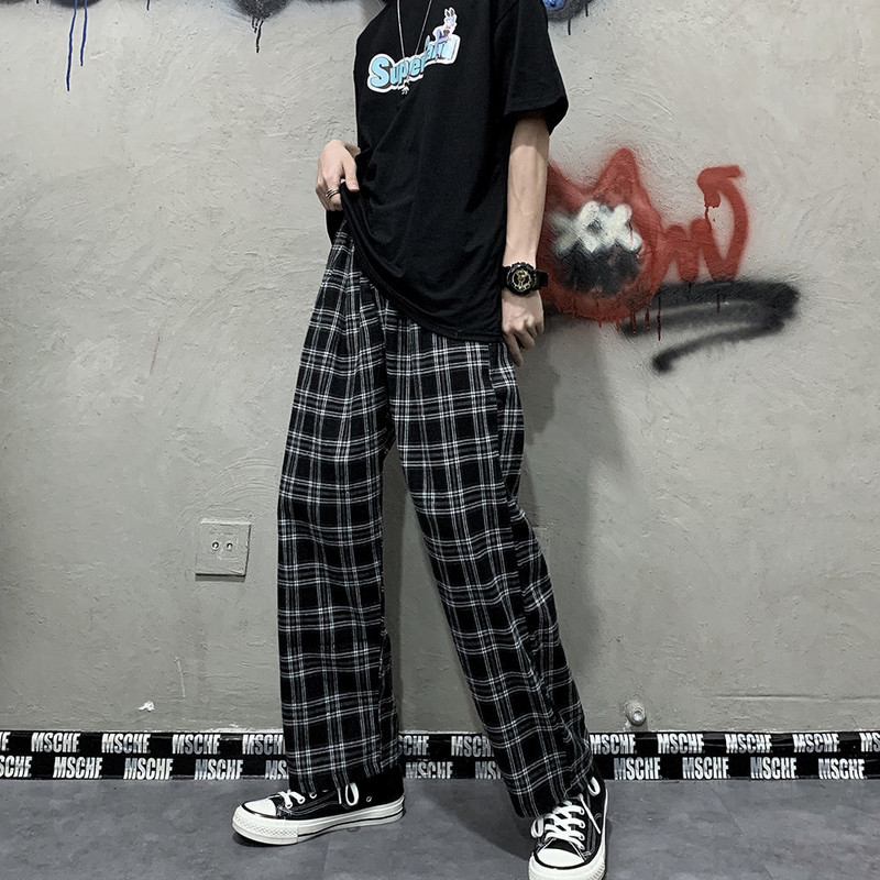 Κορέα καρό γυναικείο παντελόνι Καλοκαιρινό χαλαρό άγριο ίσιο φαρδύ σορτς φαρδύ casual παντελόνι Παντελόνι γυναικείο φούτερ