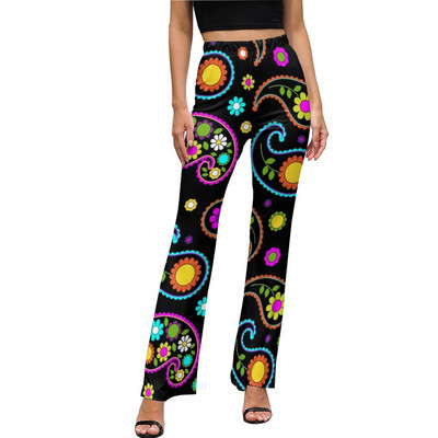 Μπλε ρετρό φωτεινό παντελόνι φόρεμα σε γραμμή Α Μοντέρνο παντελόνι με φλάντζα Καλοκαιρινό γυναικείο μοτίβο Streetwear Slim Fit παντελόνι