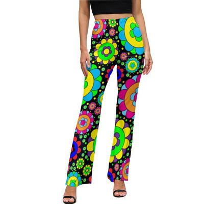 Μπλε ρετρό φωτεινό παντελόνι φόρεμα σε γραμμή Α Μοντέρνο παντελόνι με φλάντζα Καλοκαιρινό γυναικείο μοτίβο Streetwear Slim Fit παντελόνι