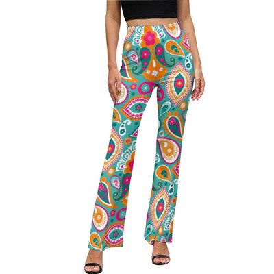 Μπλε ρετρό φωτεινό παντελόνι φόρεμα σε γραμμή Α Μοντέρνο παντελόνι με φλάντζα Καλοκαιρινό γυναικείο μοτίβο Streetwear Slim Fit παντελόνι