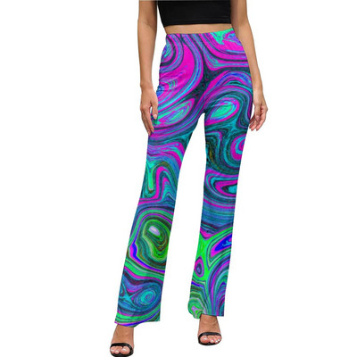 Μπλε ρετρό φωτεινό παντελόνι φόρεμα σε γραμμή Α Μοντέρνο παντελόνι με φλάντζα Καλοκαιρινό γυναικείο μοτίβο Streetwear Slim Fit παντελόνι