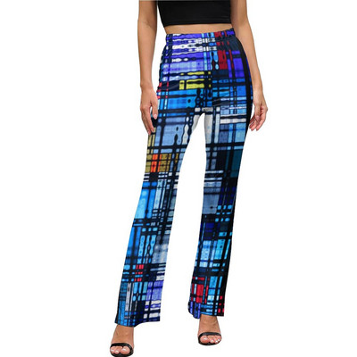 Μπλε ρετρό φωτεινό παντελόνι φόρεμα σε γραμμή Α Μοντέρνο παντελόνι με φλάντζα Καλοκαιρινό γυναικείο μοτίβο Streetwear Slim Fit παντελόνι