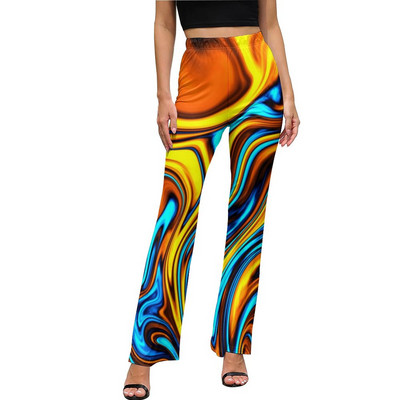 Μπλε ρετρό φωτεινό παντελόνι φόρεμα σε γραμμή Α Μοντέρνο παντελόνι με φλάντζα Καλοκαιρινό γυναικείο μοτίβο Streetwear Slim Fit παντελόνι