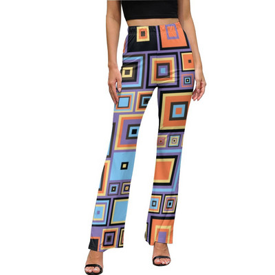 Μπλε ρετρό φωτεινό παντελόνι φόρεμα σε γραμμή Α Μοντέρνο παντελόνι με φλάντζα Καλοκαιρινό γυναικείο μοτίβο Streetwear Slim Fit παντελόνι