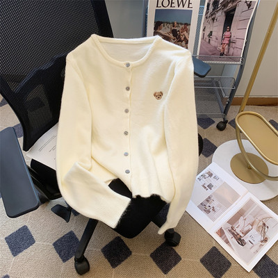 Limiguyue Ανοιξιάτικο Φθινοπωρινό Κασμίρ Μάλλινο Πουλόβερ Κέντημα Πλεκτό Παλτό Πλεκτό Ζακέτες Ροζ Πλεκτά O λαιμό Απαλό Ε089