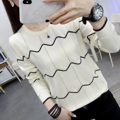Proljeće jesen Elegantni modni pleteni puloveri za žene s okruglim izrezom 2022. Nova velika ženska odjeća za sve vrste korejskih gornjih dijelova