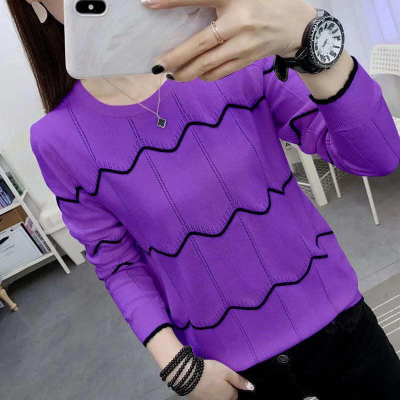 Proljeće jesen Elegantni modni pleteni puloveri za žene s okruglim izrezom 2022. Nova velika ženska odjeća za sve vrste korejskih gornjih dijelova
