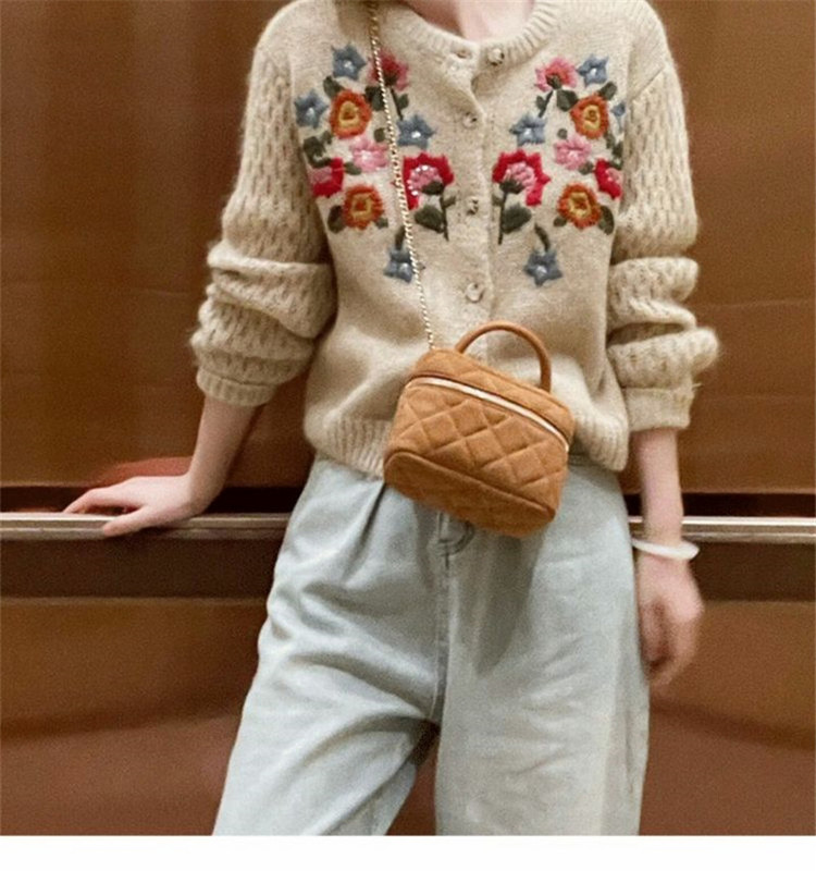 Limiguyue Cardigan din tricot cu broderie florală franceză, toamnă iarnă, vintage, pulover din lână, tricotaj din cașmir cu mânecă lungă U998