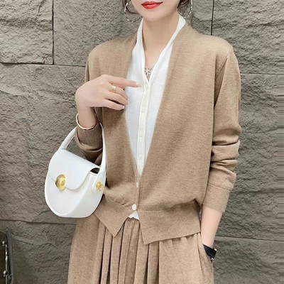 Ανοιξιάτικη Νέα Μόδα Αντίθεση Χρώμα V-λαιμόκοψη Μακρυμάνικο Ψεύτικο Πλεκτό Μπλουζάκια Δύο Τεμάχια Γυναικεία Ζακέτα με μονό στήθος ολόσωμη