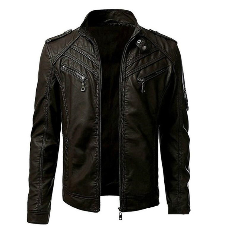 Νέο ανδρικό δερμάτινο μπουφάν Street Winter Fleece Μοτοσικλέτα Pu Leahter Μπουφάν Ανδρικό κολάρο Casual Windbreaker Slim Coat S-5XL