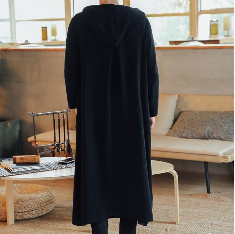 Muški dugi, ležerni trenč kaput, kardigan, jakna, gornja odjeća, gornji kaput, proljeće, jesen, muški široki kaput s kapuljačom Harujuku, duga, tanka jakna