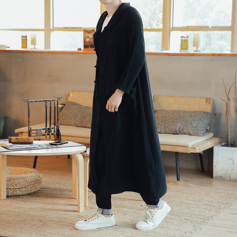 Muški dugi, ležerni trenč kaput, kardigan, jakna, gornja odjeća, gornji kaput, proljeće, jesen, muški široki kaput s kapuljačom Harujuku, duga, tanka jakna