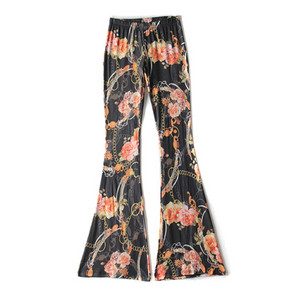 Καλοκαιρινό γυναικείο παντελόνι Flare 2022 Ελαστικό ύφασμα λείανσης μέσης Λεπτό λεπτό παντελόνι σε όλο το μήκος Casual