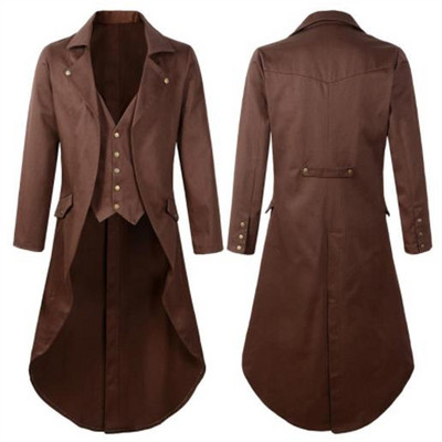 Ανδρικό Halloween Steampunk Gothic Jacket Βικτωριανό φράκο Vintage Κοστούμι σμόκιν Μπλέιζερ Ανδρικό DJ Club Cosplay κοστούμι χορού Κόκκινο