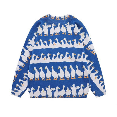 Naiste kootud kampsun, meeste multikas loomapardi haneprinteriga pullover Harajuku vabaaja O-kaelusega ülisuur ülaosa unisex sügisene tänavariided
