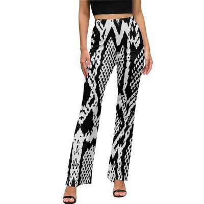 Snakeskin Print Casual Παντελόνι Faux Snake Skin Δερμάτινο μοτίβο Μοντέρνο εμπριμέ παντελόνι Flare Slim Fit Stretch Παντελόνι Κορέας μόδας