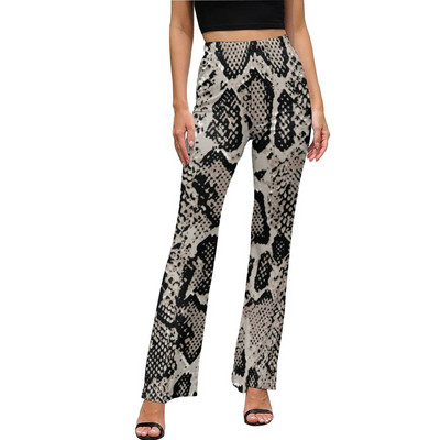 Snakeskin Print Casual Παντελόνι Faux Snake Skin Δερμάτινο μοτίβο Μοντέρνο εμπριμέ παντελόνι Flare Slim Fit Stretch Παντελόνι Κορέας μόδας