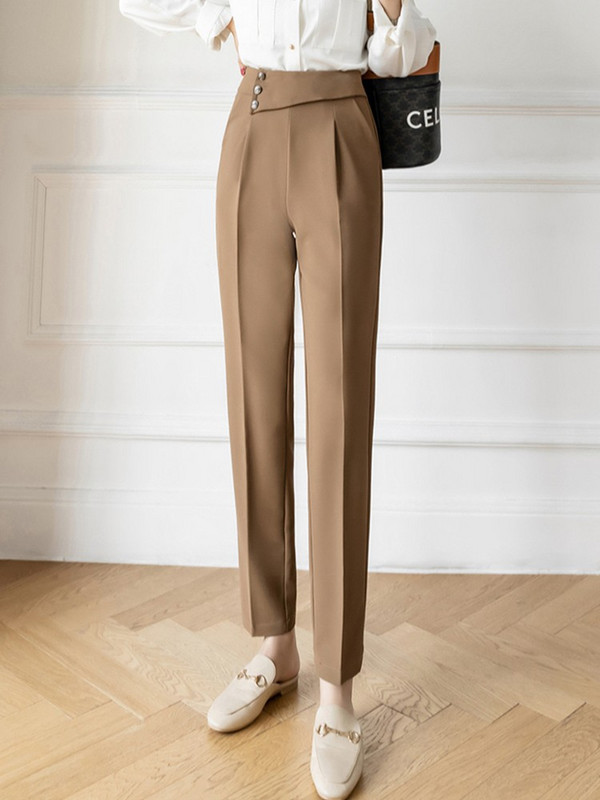 Γυναικείο παντελόνι με μολύβι ψηλόμεση Νέα άφιξη 2022 Άνοιξη Κορεάτικο Στιλ Μονόχρωμο Παντελόνι Γυναικείο Γραφείο μέχρι τον αστράγαλο W1084