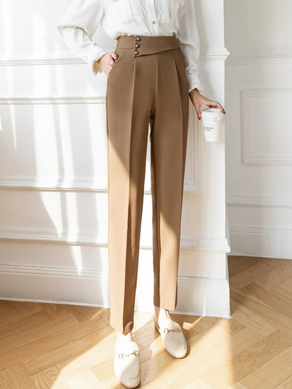 Γυναικείο παντελόνι με μολύβι ψηλόμεση Νέα άφιξη 2022 Άνοιξη Κορεάτικο Στιλ Μονόχρωμο Παντελόνι Γυναικείο Γραφείο μέχρι τον αστράγαλο W1084
