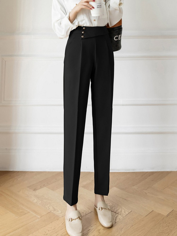 Γυναικείο παντελόνι με μολύβι ψηλόμεση Νέα άφιξη 2022 Άνοιξη Κορεάτικο Στιλ Μονόχρωμο Παντελόνι Γυναικείο Γραφείο μέχρι τον αστράγαλο W1084