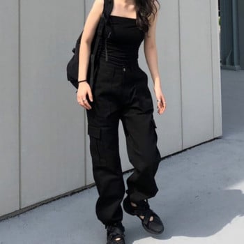Στυλ Harajuku Streetwear Λευκό παντελόνι Cargo Γυναικείο Κορεάτικο κομψό μαύρο παντελόνι με τσέπες Γυναικείο παντελόνι