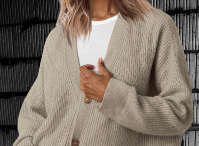 Khakivärvi kardigan kootud kampsun Naiste kevad-sügis lühike pehme kakivärvi lahtine mantel Off valge pikk kootud jakk Kardigan tänavariided