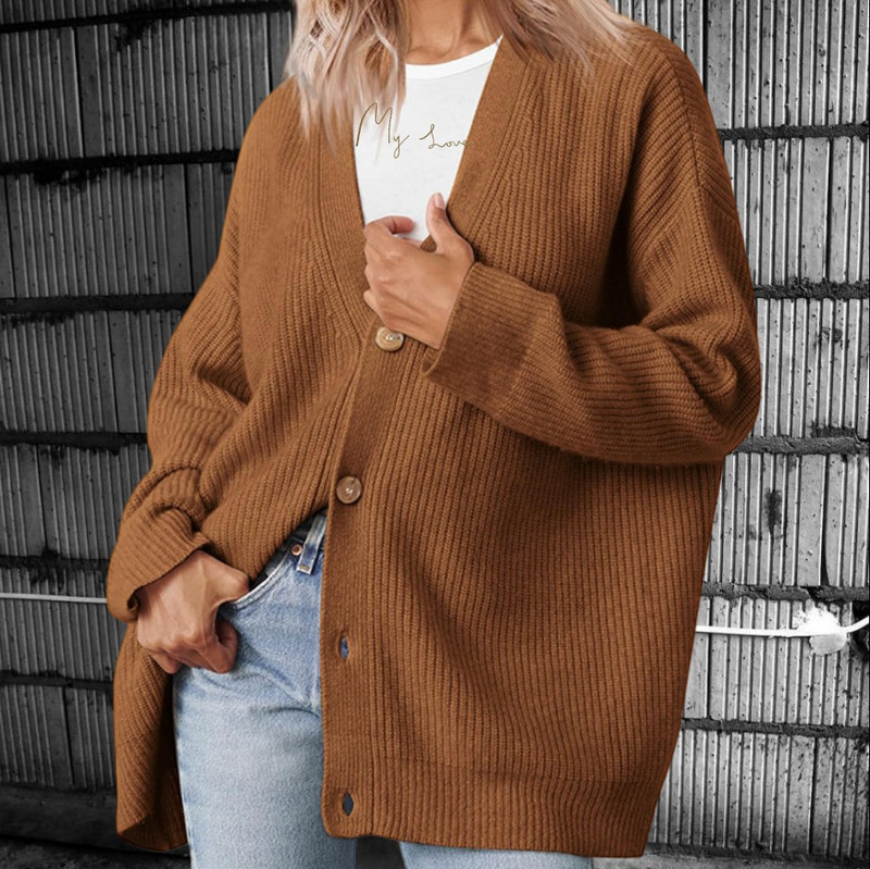 Khakivärvi kardigan kootud kampsun Naiste kevad-sügis lühike pehme kakivärvi lahtine mantel Off valge pikk kootud jakk Kardigan tänavariided