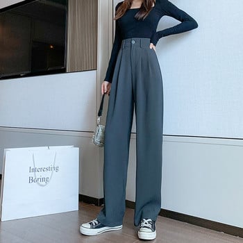 Casual παντελόνι Γυναικεία Streetwear S-3XL Loose Simple Solid Design Σφουγγάρισμα 2022 Καλοκαίρι ολόσωμο Κορεάτικο στυλ Ψηλόμεση All-match