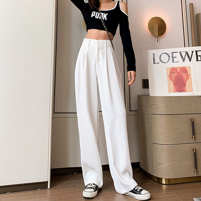 Ležerne hlače Ženska ulična odjeća S-3XL Opuštene Jednostavan jednobojni dizajn Mopping Ljeto 2022. pune dužine u korejskom stilu s visokim strukom Sve za sve