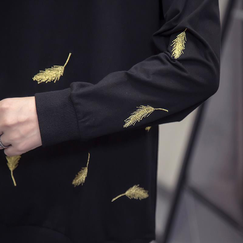 Μεγάλο γυναικείο πουλόβερ πουλόβερ με μακρυμάνικο μπλουζάκι με κέντημα για κορίτσια, νέο φθινοπωρινό στυλ χωρίς βελούδινο θηλυκό