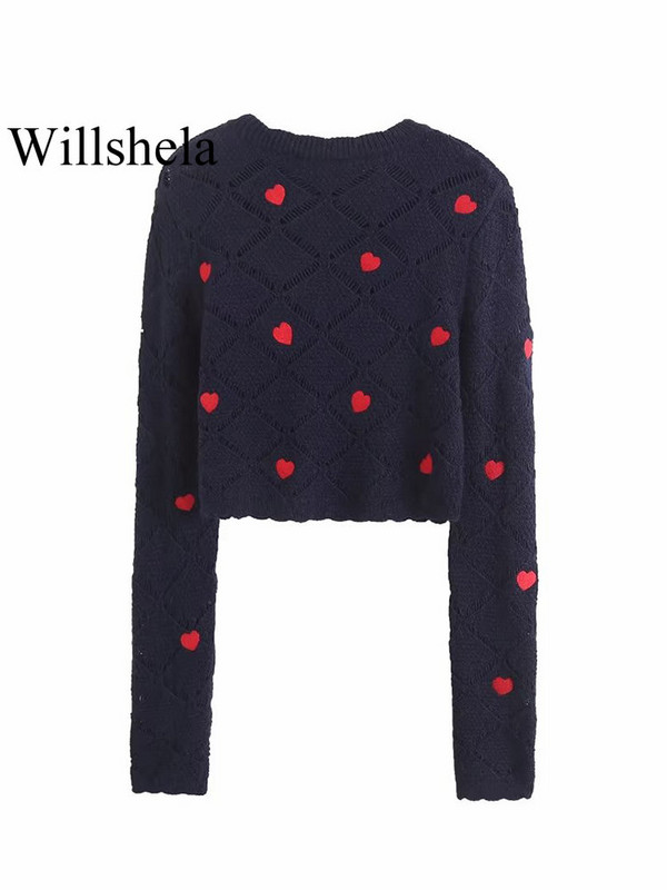 Willshela Ženski modni pleteni pulover od jacquard dugih rukava Vintage, O-izrez, ženske šik majice