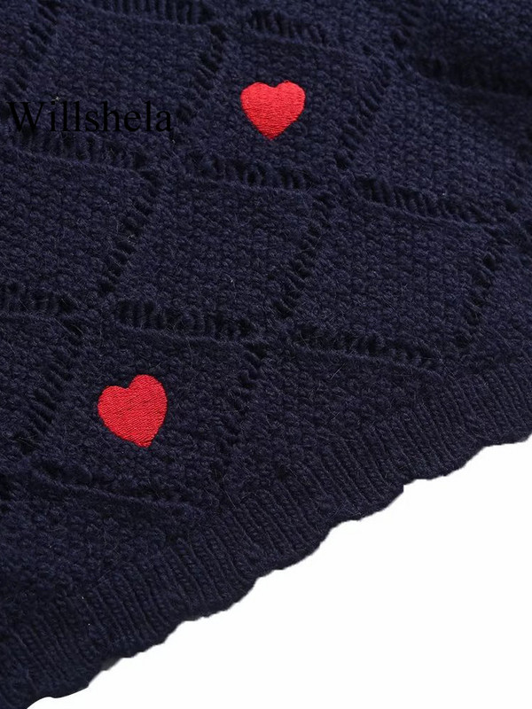 Willshela Ženski modni pleteni pulover od jacquard dugih rukava Vintage, O-izrez, ženske šik majice